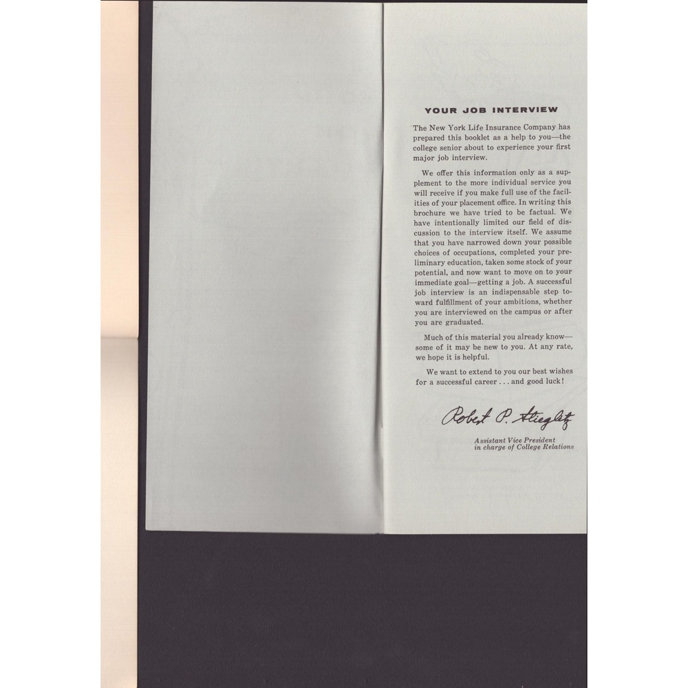 Vtg New York Life Your Job Interview Career Guide Booklet Pamphlet Ephemera - Picture 3 of 3